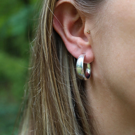 EAR 23mm Tapered Hoop on Post - Sterling Silver