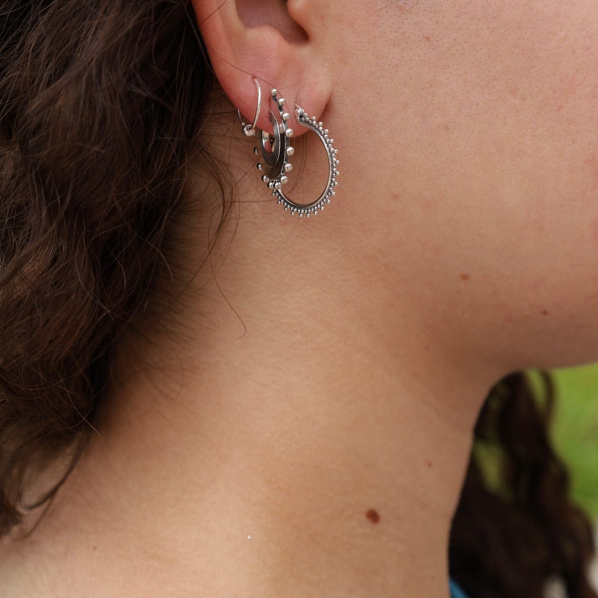 EAR 25mm Bali Inspired Dots Hoops