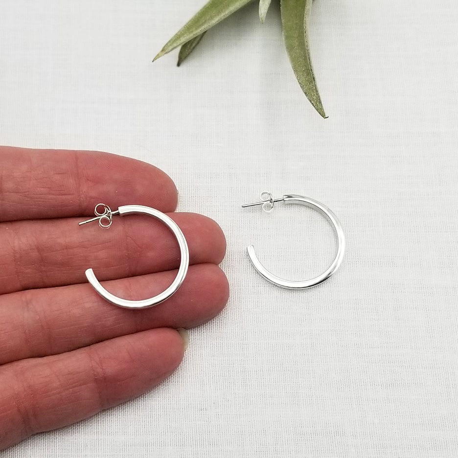 EAR 25mm STERLING SILVER SQUARE TUBE HOOPS