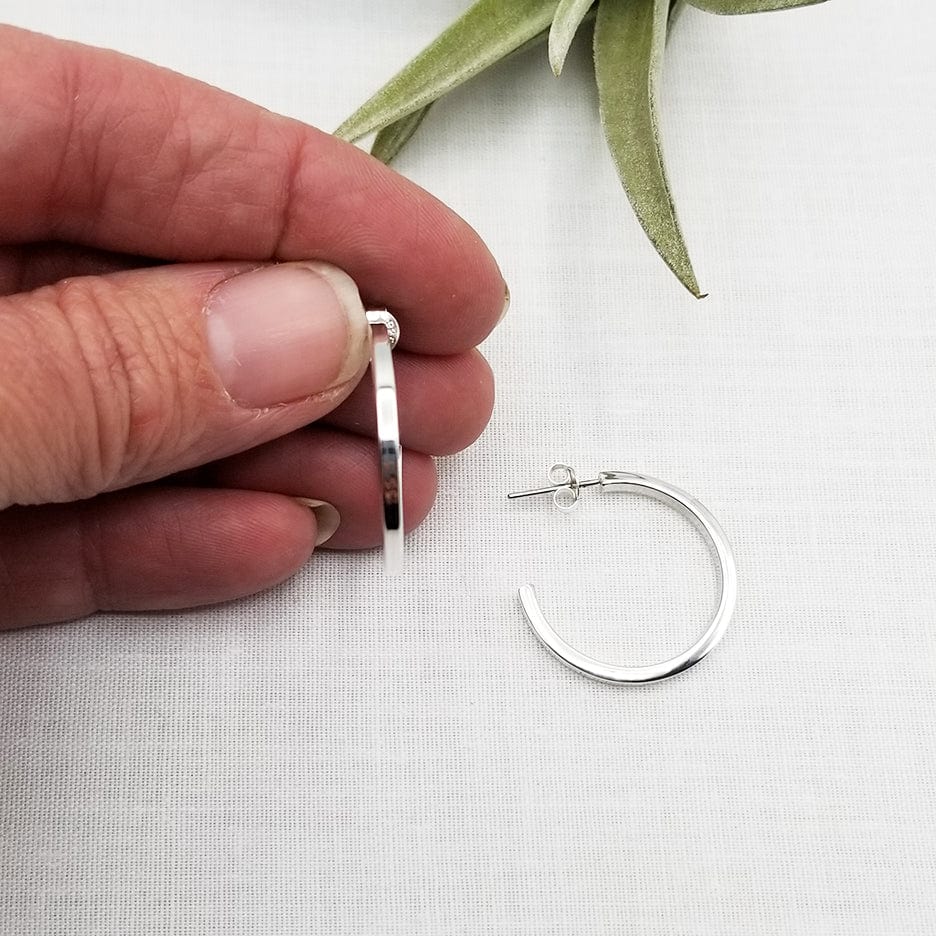 EAR 25mm STERLING SILVER SQUARE TUBE HOOPS