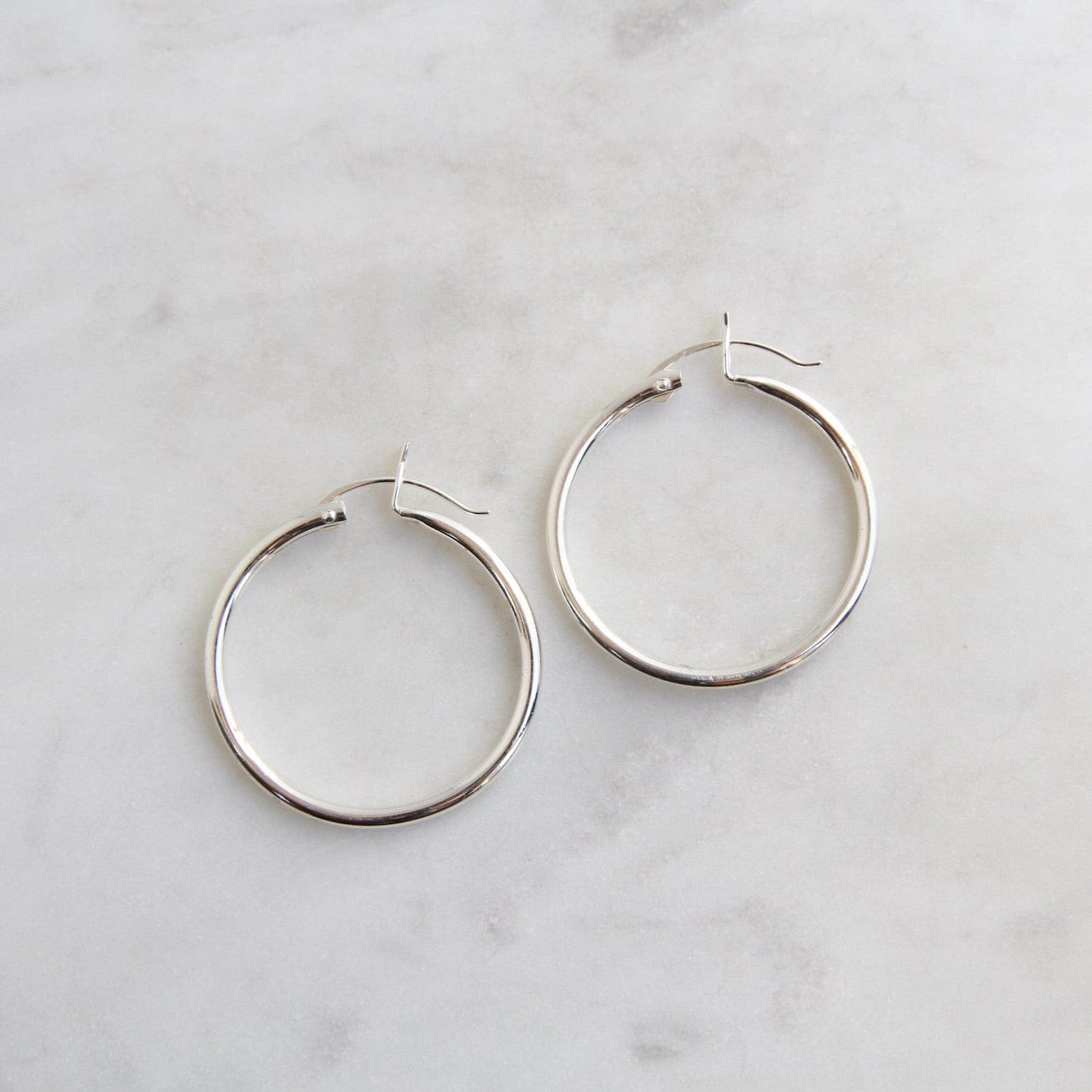 EAR 30mm Sterling Silver Tube Hoop.