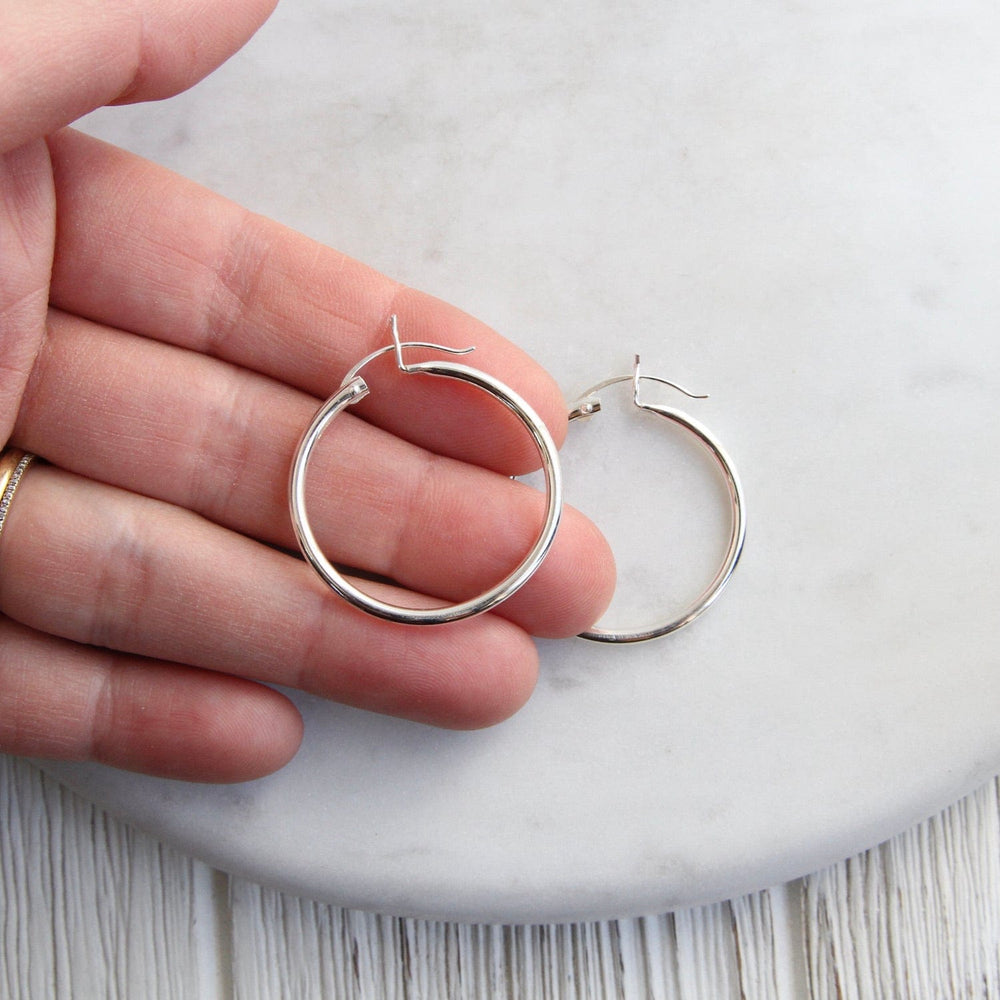 EAR 30mm Sterling Silver Tube Hoop.