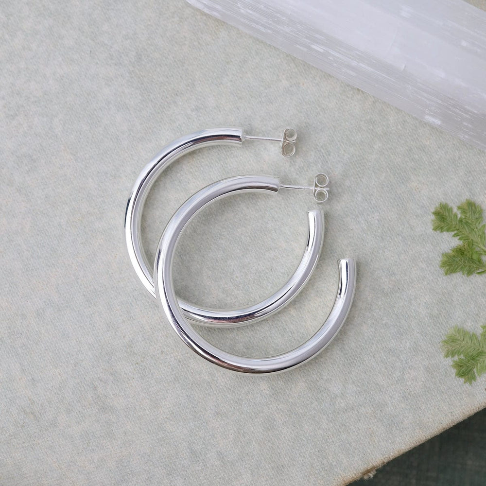 
                  
                    EAR 37mm Diameter Fat Tube Hoops on Posts - Sterling Silver
                  
                