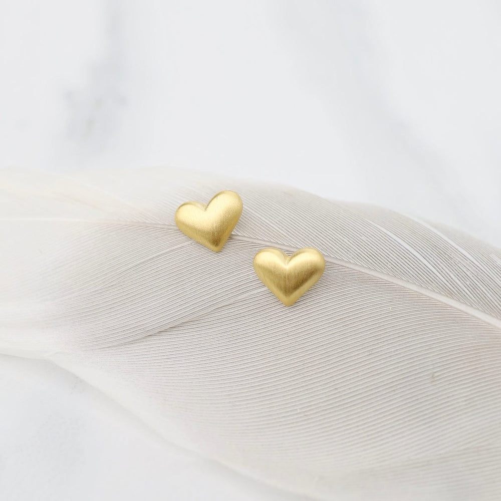 
                      
                        EAR 3d Heart Studs - Brushed Gold Vermeil
                      
                    