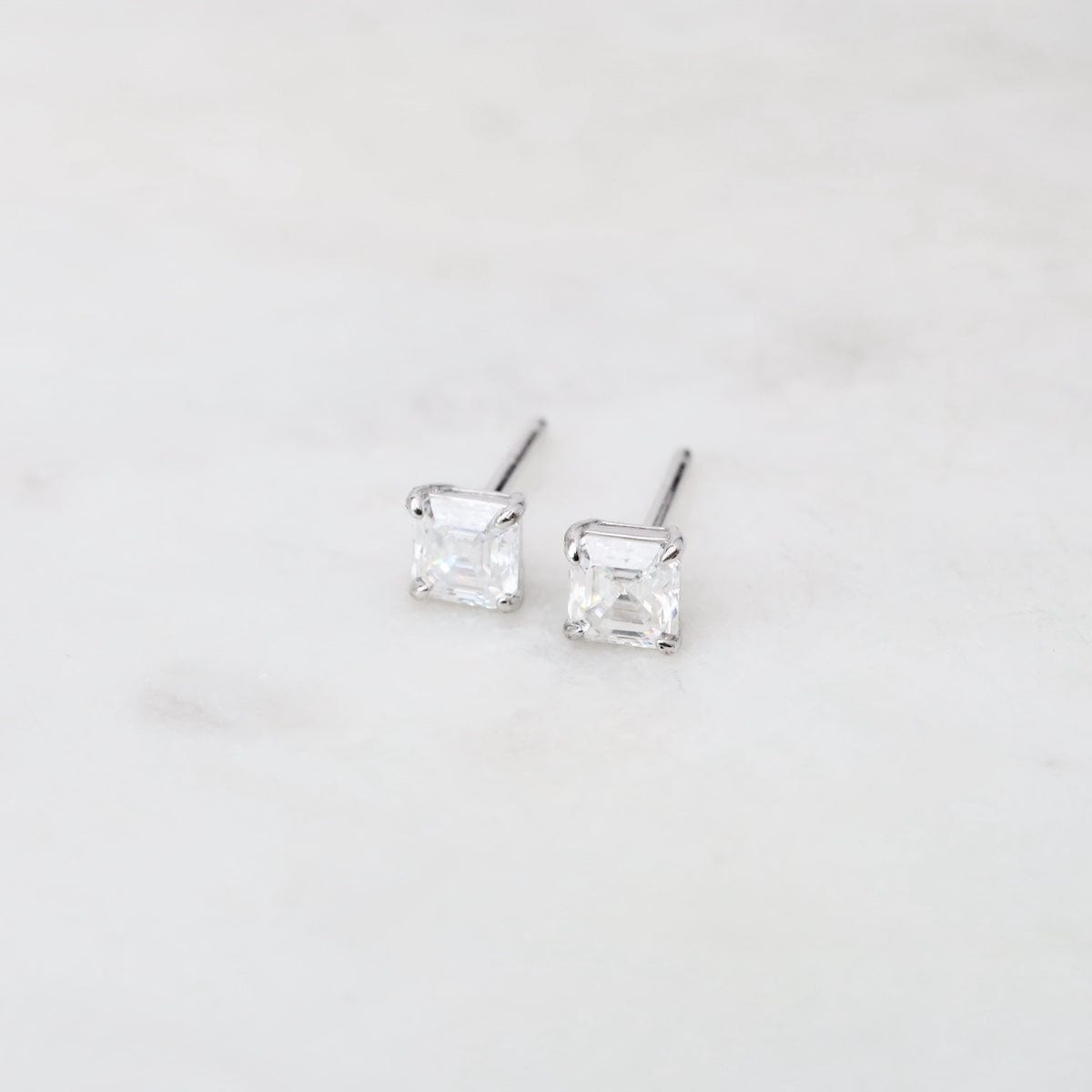 EAR 3x3mm Princess Cut Moissanite Stud Earrings