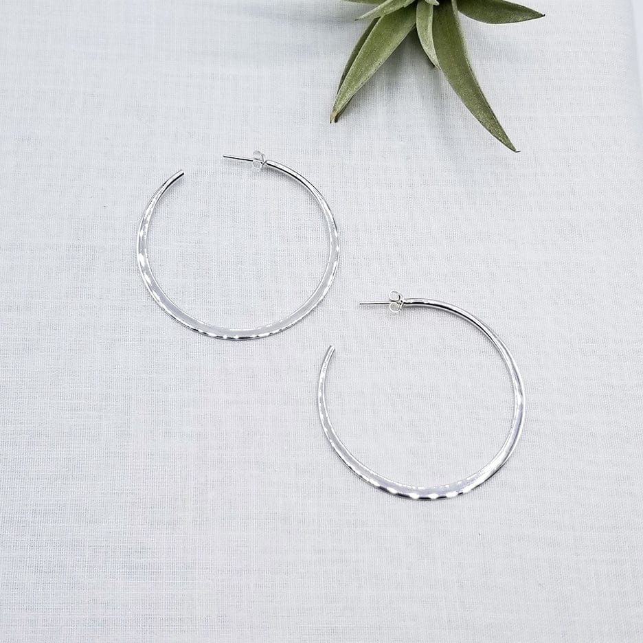 EAR 50mm STERLING SILVER TAPERED HOOP