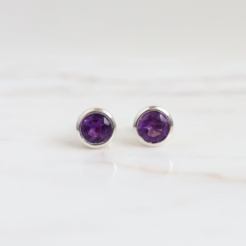 EAR 5mm Bezel Set Round Amethyst Earring