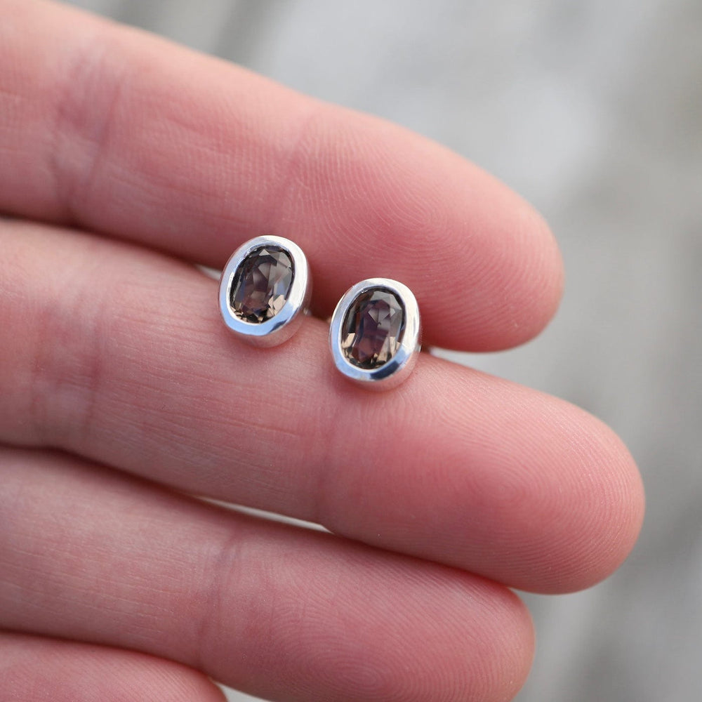 
                  
                    EAR 6x3mm Bezel Set Oval Smoky Quartz Earrings
                  
                