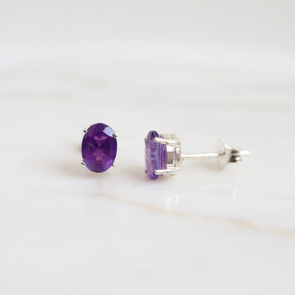 
                  
                    EAR 6x3mm Prong Set Oval Amethyst Earring
                  
                