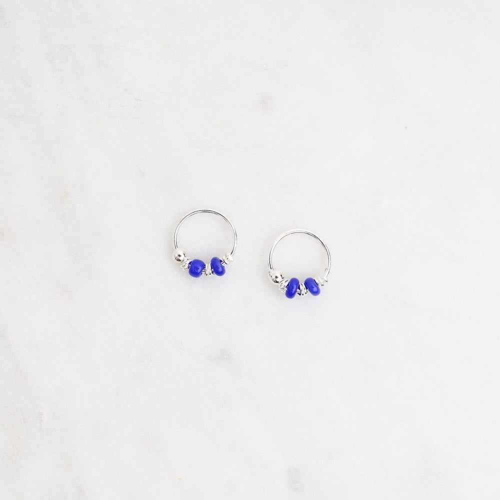 
                  
                    EAR 8mm Sterling Silver Sleeper Hoops with Dark Blue Beads
                  
                