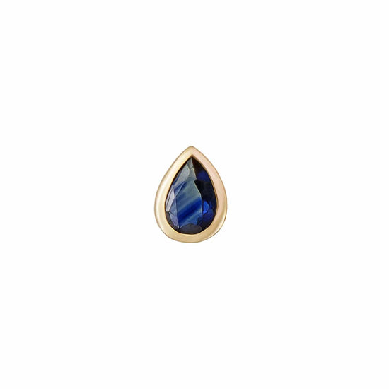 EAR-9K Blue Sapphire Mini Bezel Set Pear Gemstone Earring