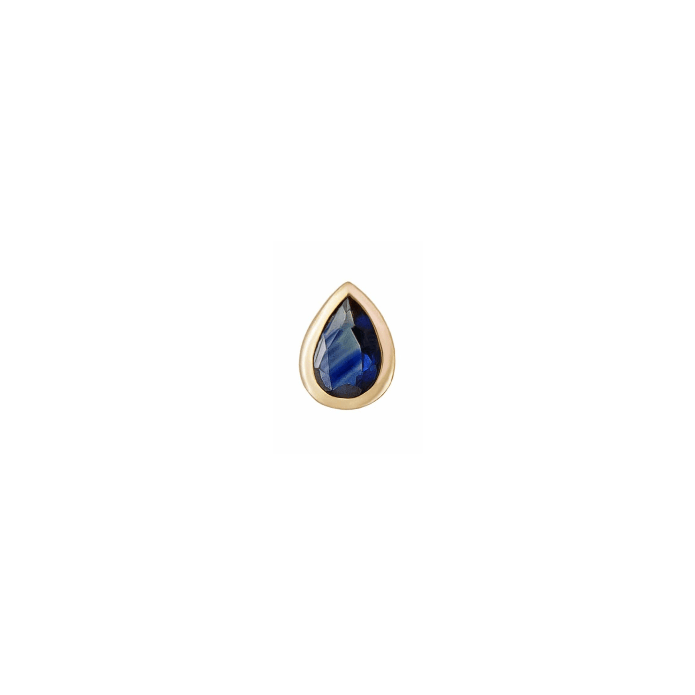 EAR-9K Blue Sapphire Mini Bezel Set Pear Gemstone SINGLE Earring