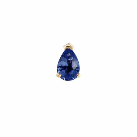 EAR-9K Blue Sapphire Mini Claw Set Pear Gemstone Stud - Single