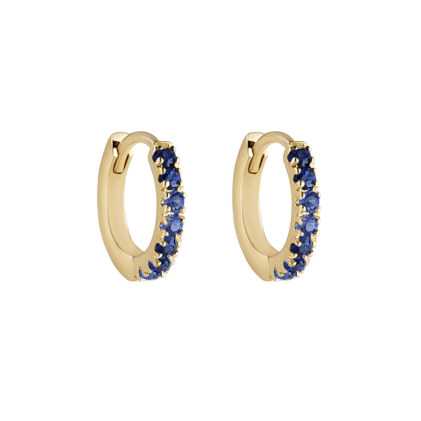 EAR-9K Blue Sapphire Pave Clicker Hoops