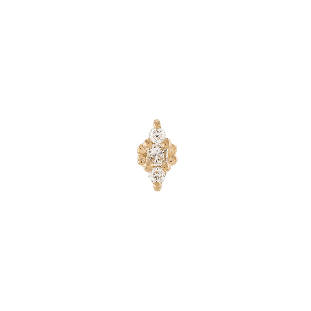 EAR-9K Dala Gemstone Stud with 3 Diamonds - Single Earring