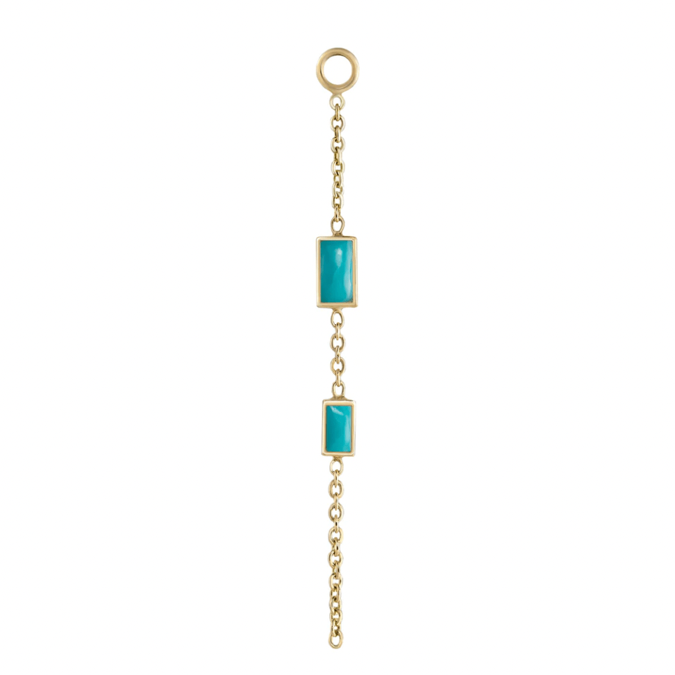 
                  
                    EAR-9K Double Turquoise Baguette Plaque + Twist Clicker Hoop - Single Earring
                  
                