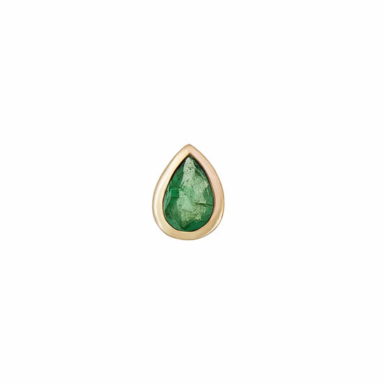 EAR-9K Emerald Mini Bezel Set Pear Gemstone Earring - Single