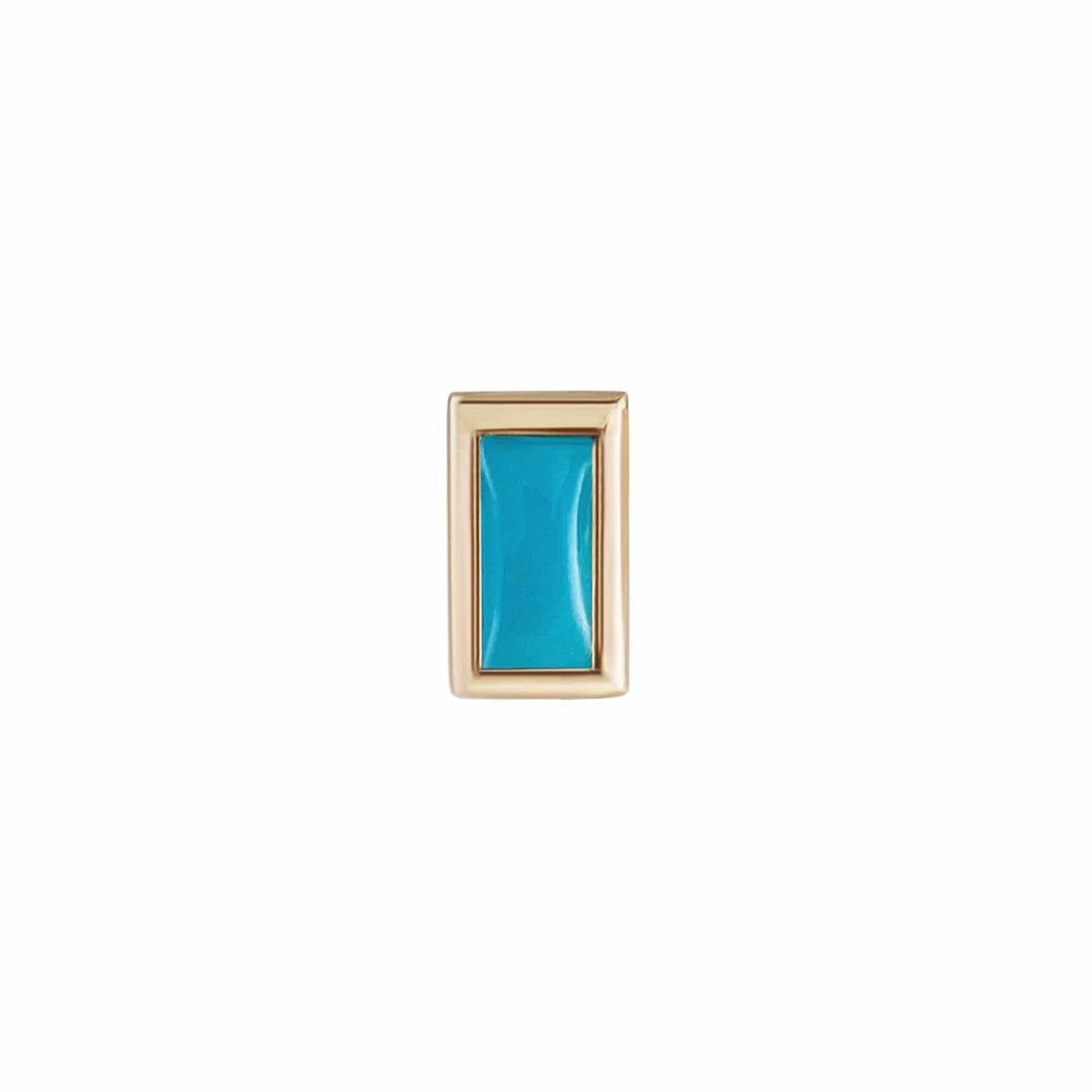 EAR-9K Mini Bezel Set Baguette Stud in Turquoise - Single Earring