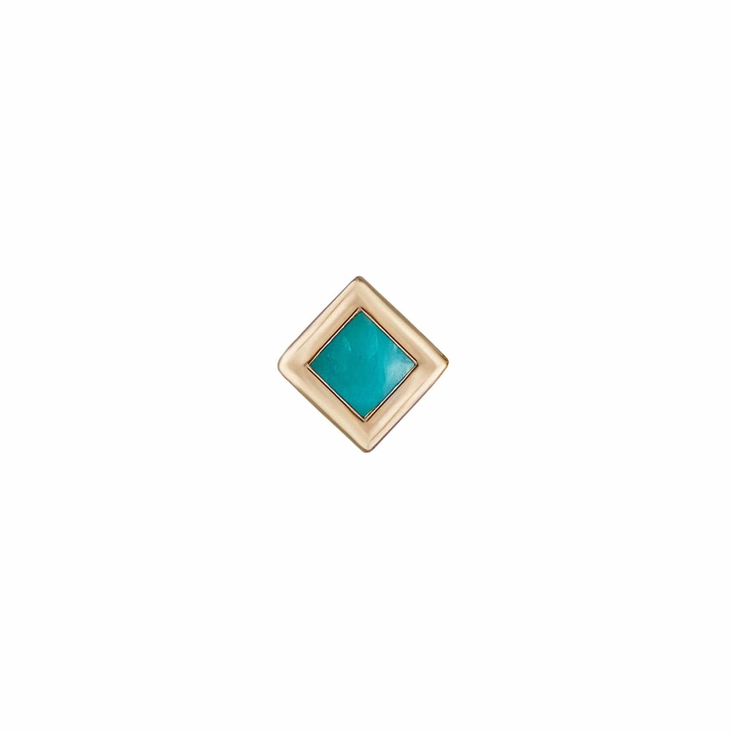 EAR-9K Mini Bezel Set Princess Stud in Turquoise - Single Earring