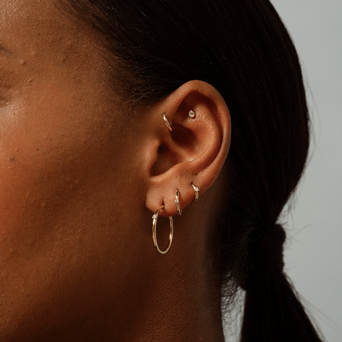 EAR-9K Mini Claw Set Diamond Clicker Hoop - Single Earring