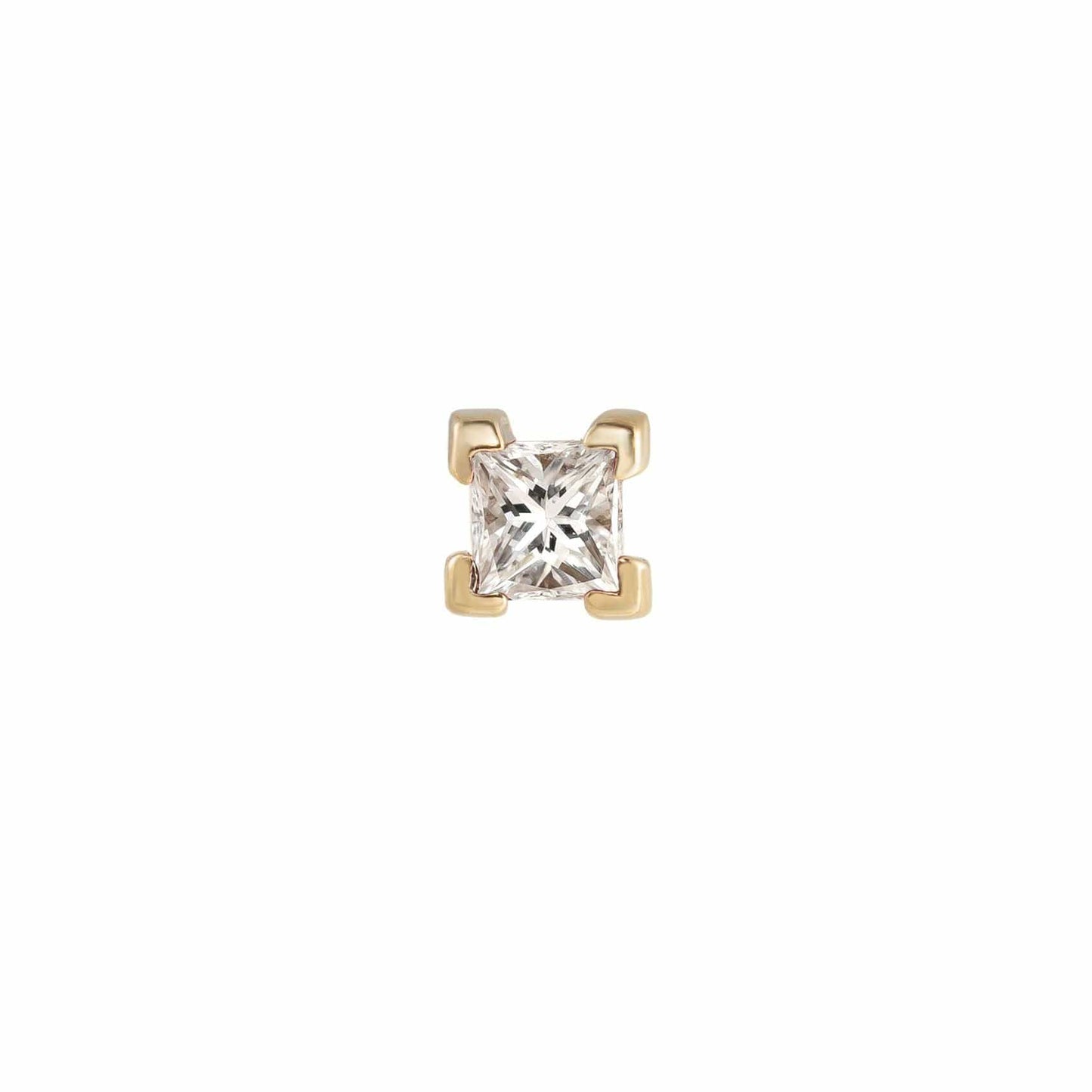 EAR-9K Mini Claw Set Princess White Diamond Stud - Single Earring