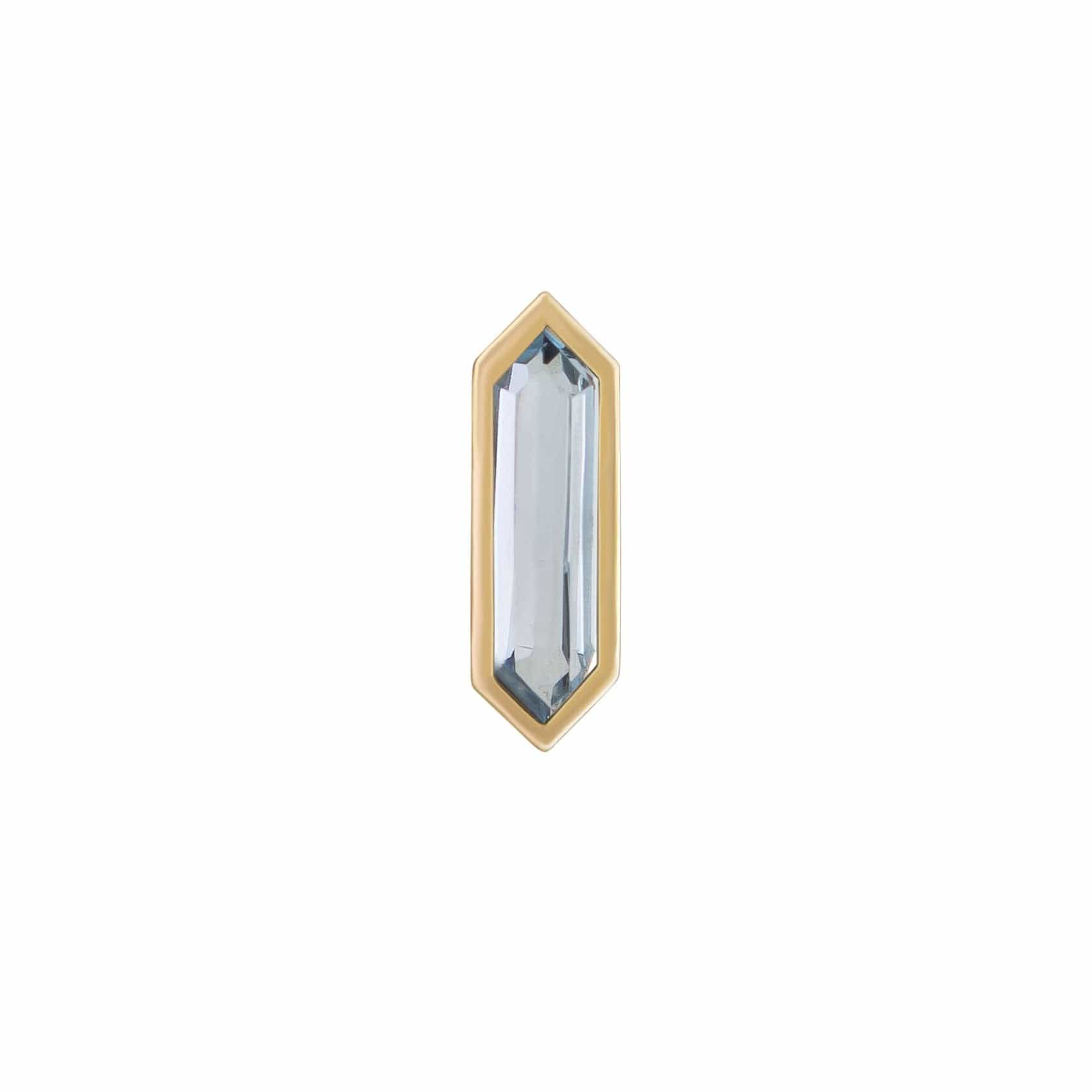 Mini Hexa Gemstone Stud in Aquamarine - Single