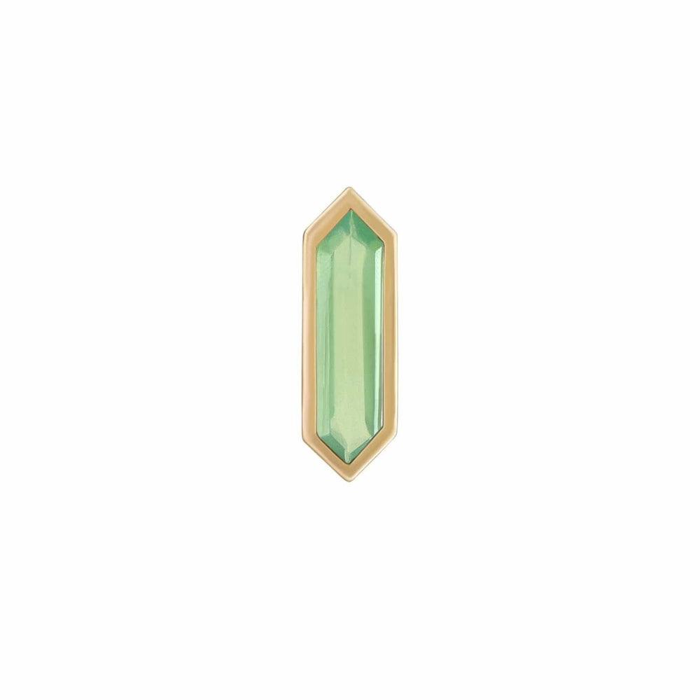 EAR-9K Mini Hexa Gemstone Stud in Chrysoprase - Single