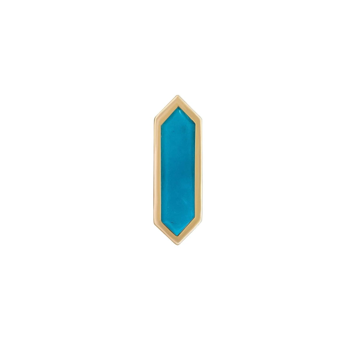 EAR-9K Mini Hexa Gemstone Stud in Turquoise - Single