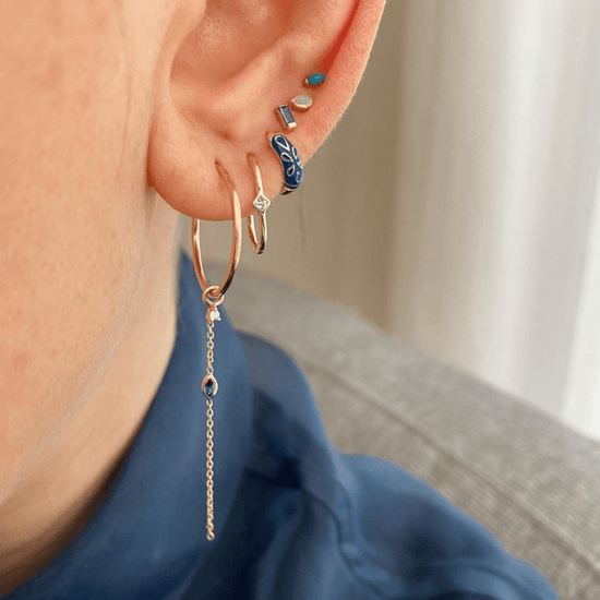 EAR-9K Opal Mini Claw Set Pear Gemstone Stud - Single