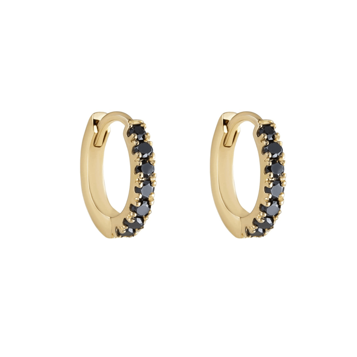EAR-9K Original Pave Clicker Hoops - Black Diamond