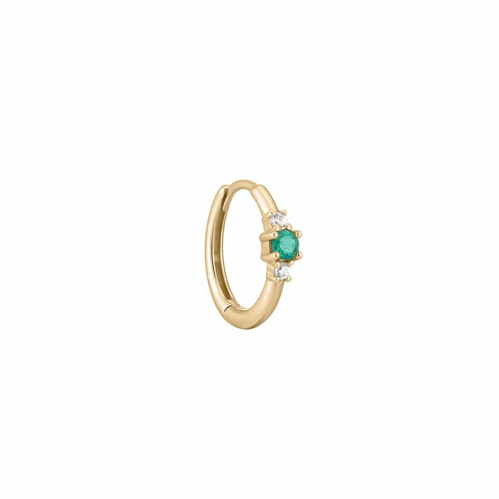 
                      
                        EAR-9K Petite Triple Gemstone Clicker Hoop - Diamond & Emerald - Sold as Single
                      
                    