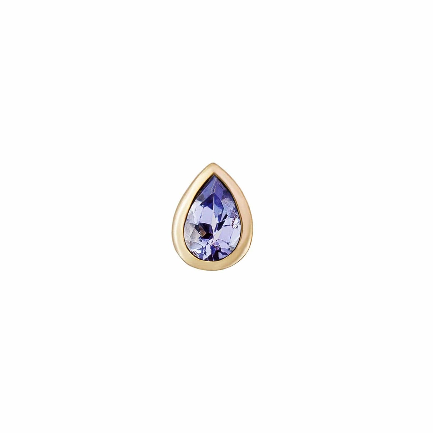 EAR-9K Tanzanite Mini Bezel Set Pear Gemstone Earring - Single