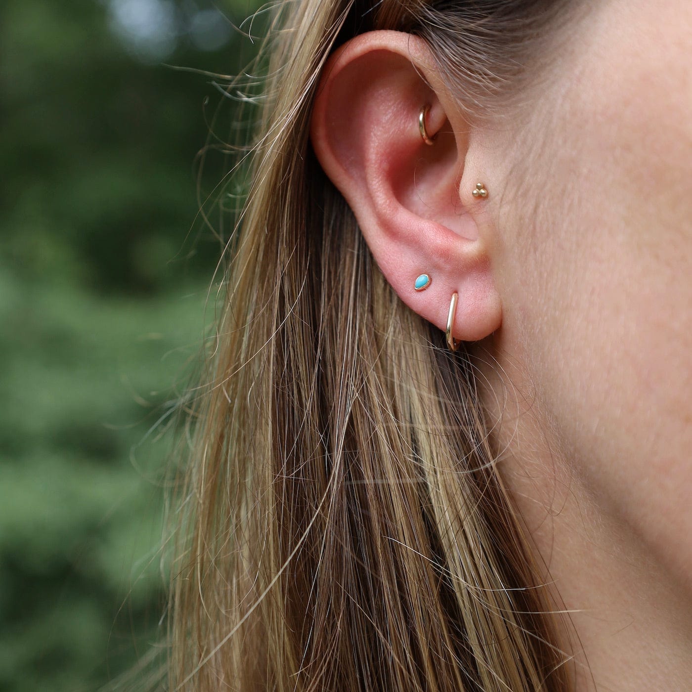 EAR-9K Turquoise Mini Bezel Set Pear Gemstone Earring - Single