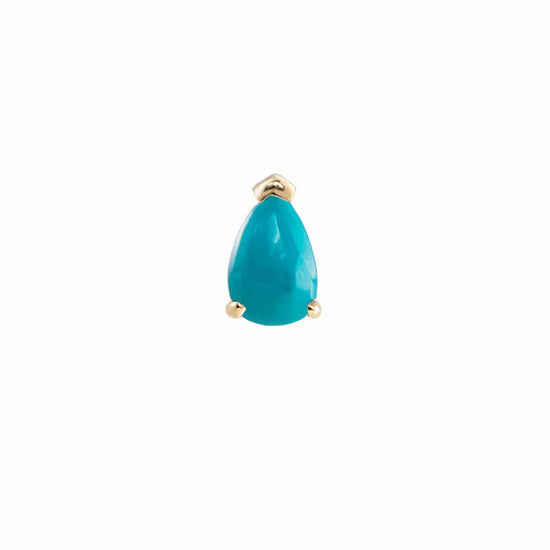 EAR-9K Turquoise Mini Claw Set Pear Gemstone Stud  - Single