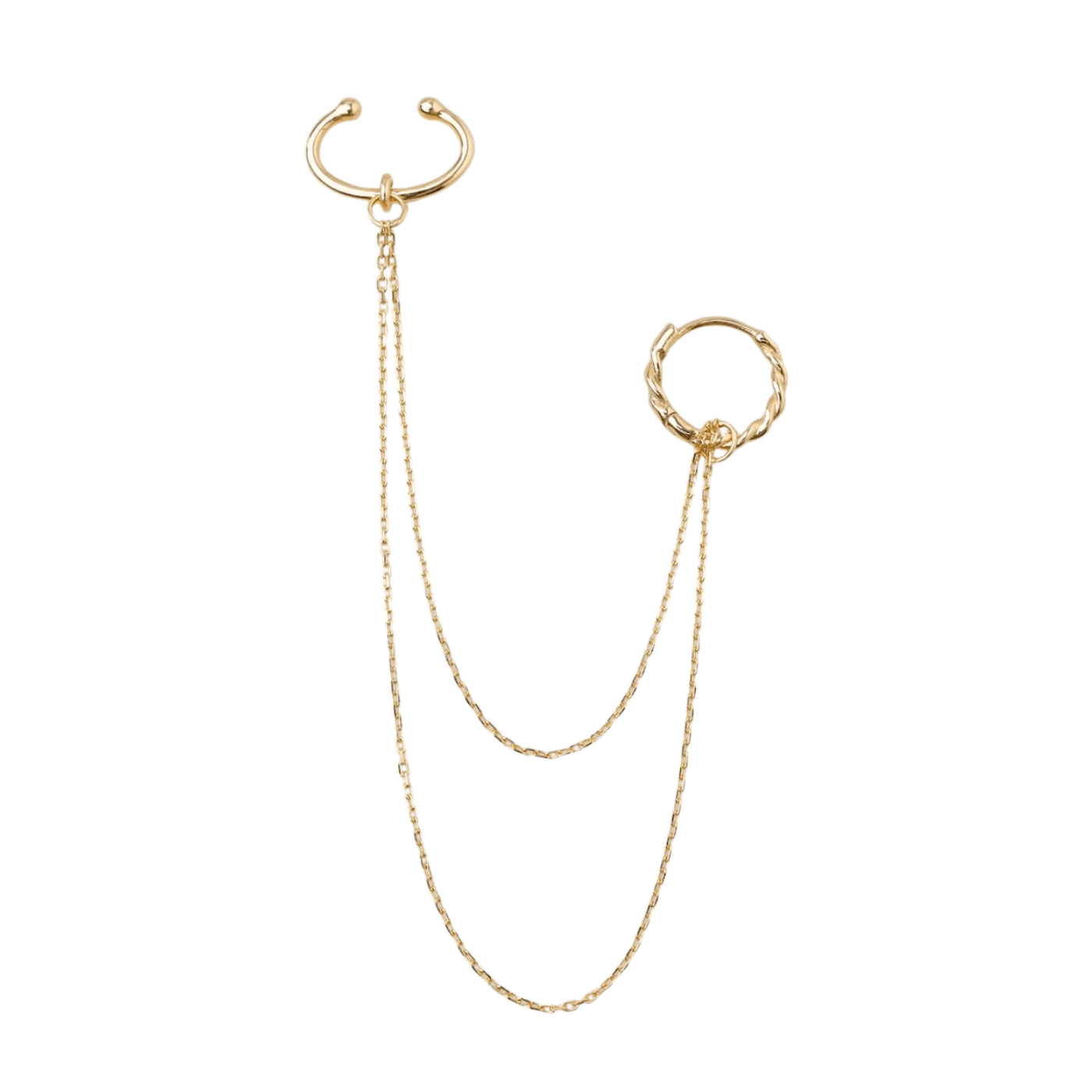 EAR-9K Twist Clicker Hoop with Double Chain & Ear Cuff - Single Set