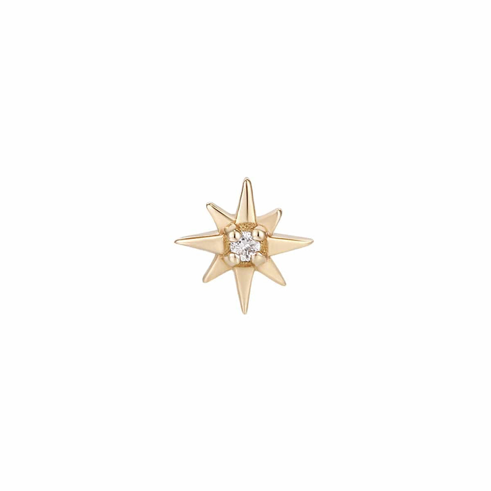 EAR-9K White Diamond Star Stud - Single Earring