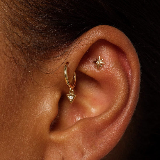EAR-9K White Diamond Star Stud - Single Earring