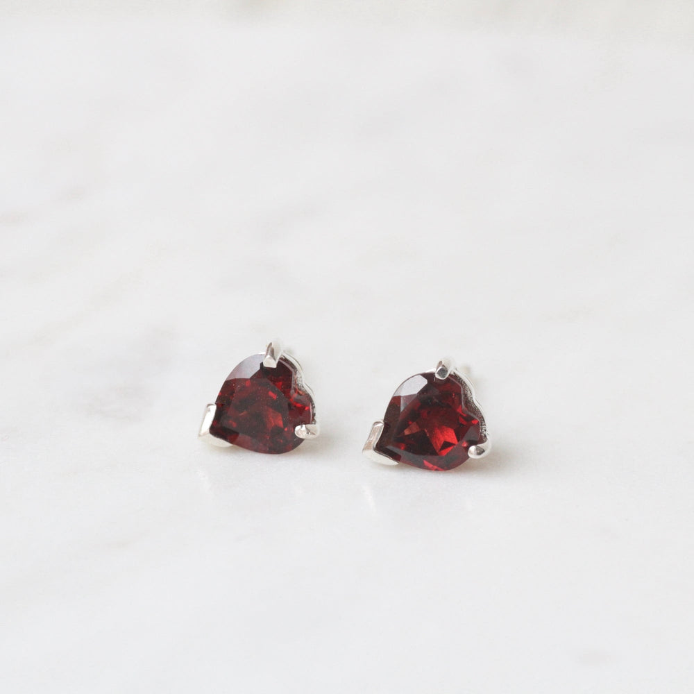 EAR African Garnet Heart Post Earring