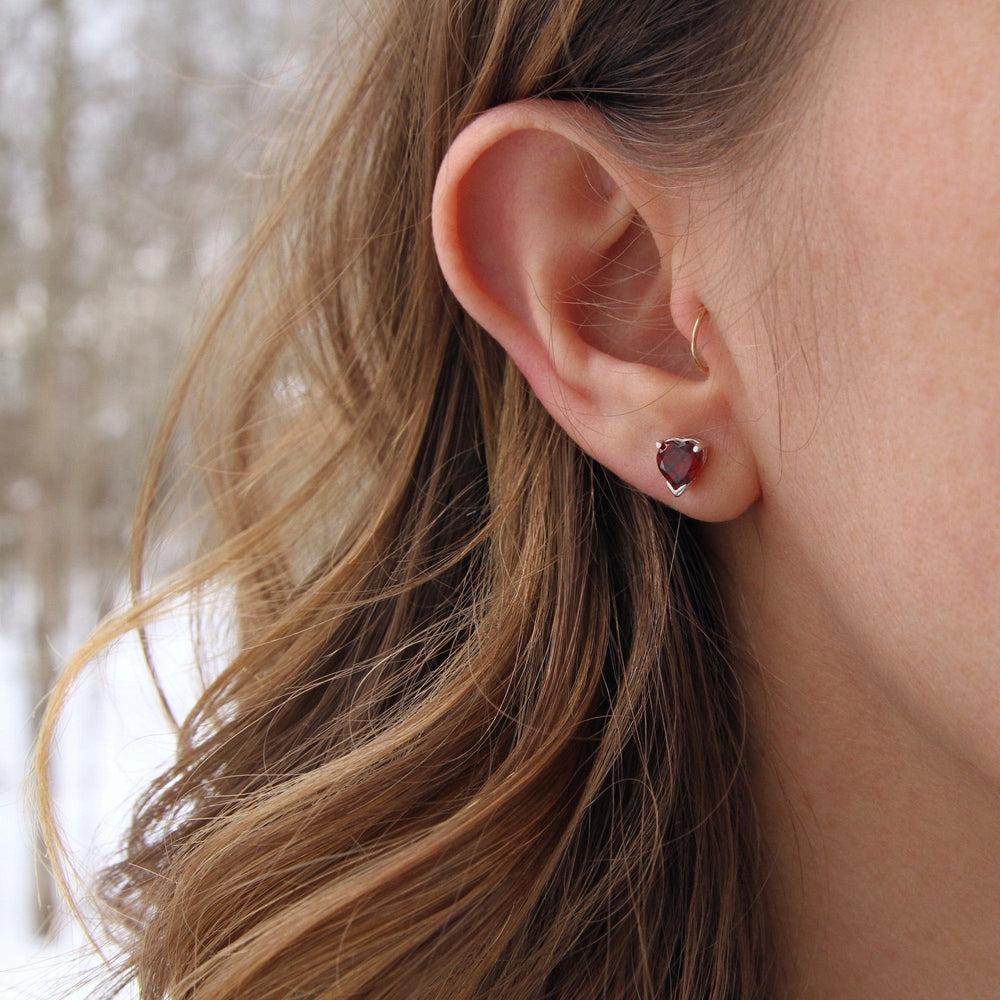 EAR African Garnet Heart Post Earring