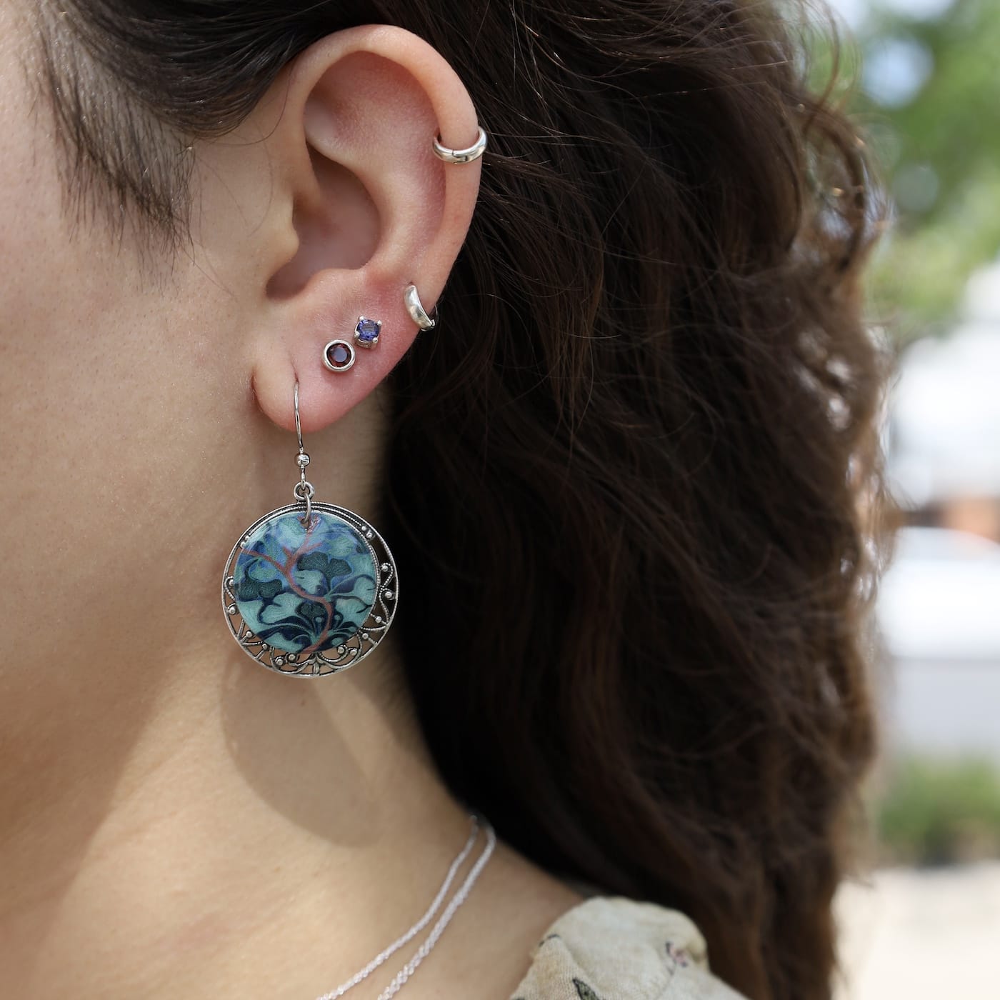 EAR African Garnet Mini Bezel Set Dot Post Earrings