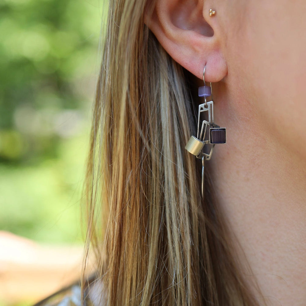 EAR-ALUM Aluminum Earring with Brass and Purple Acrylic