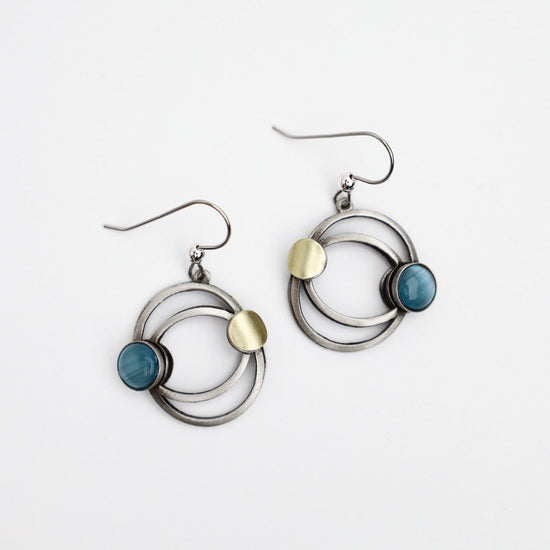EAR-ALUM Aluminum Earring with Brass and Turquoise Acrylic