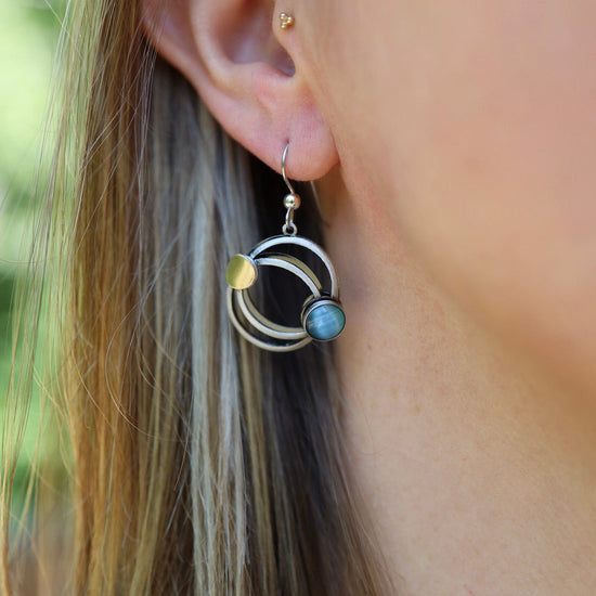 EAR-ALUM Aluminum Earring with Brass and Turquoise Acrylic