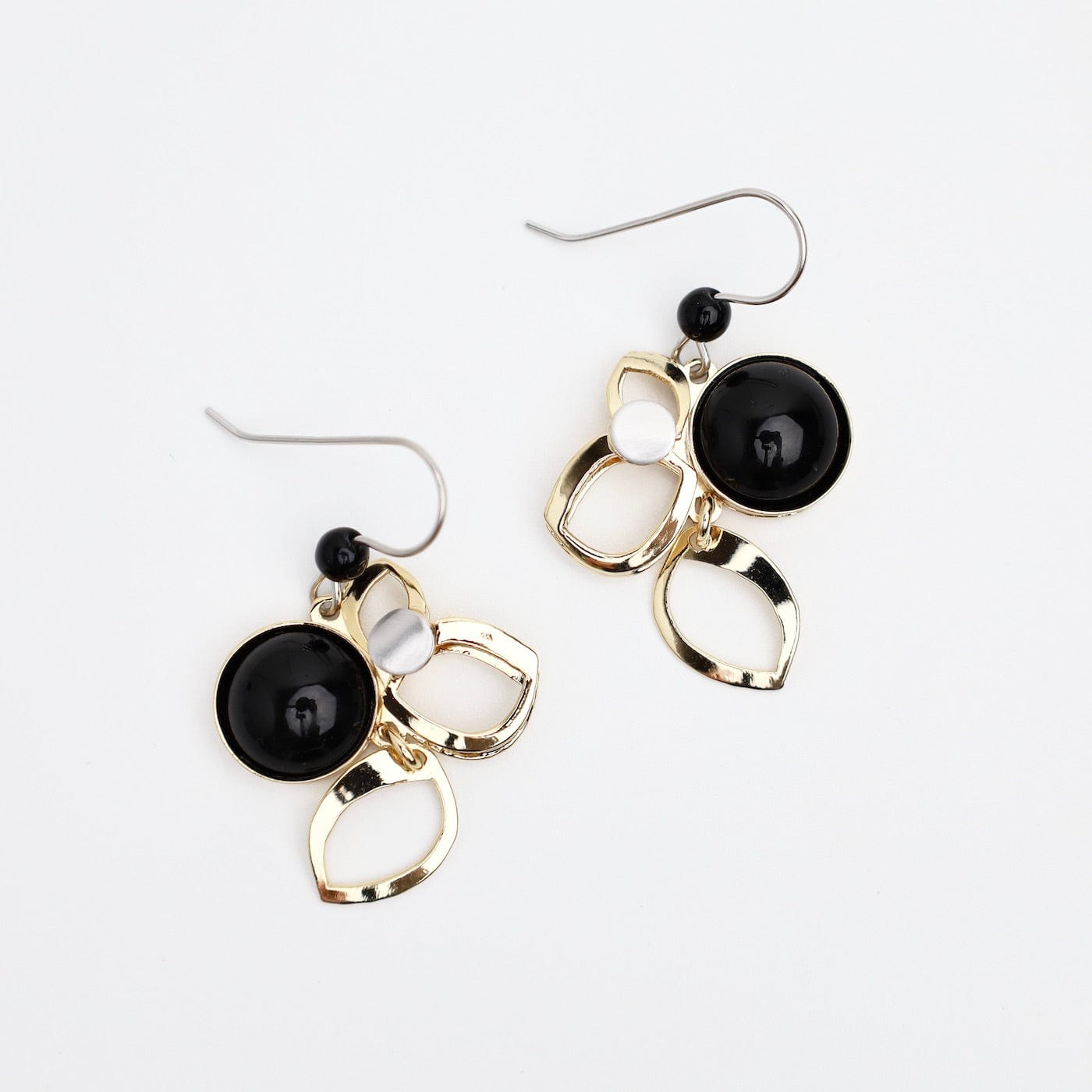 EAR-ALUM Brass Earring with Aluminum and Black Acrylic