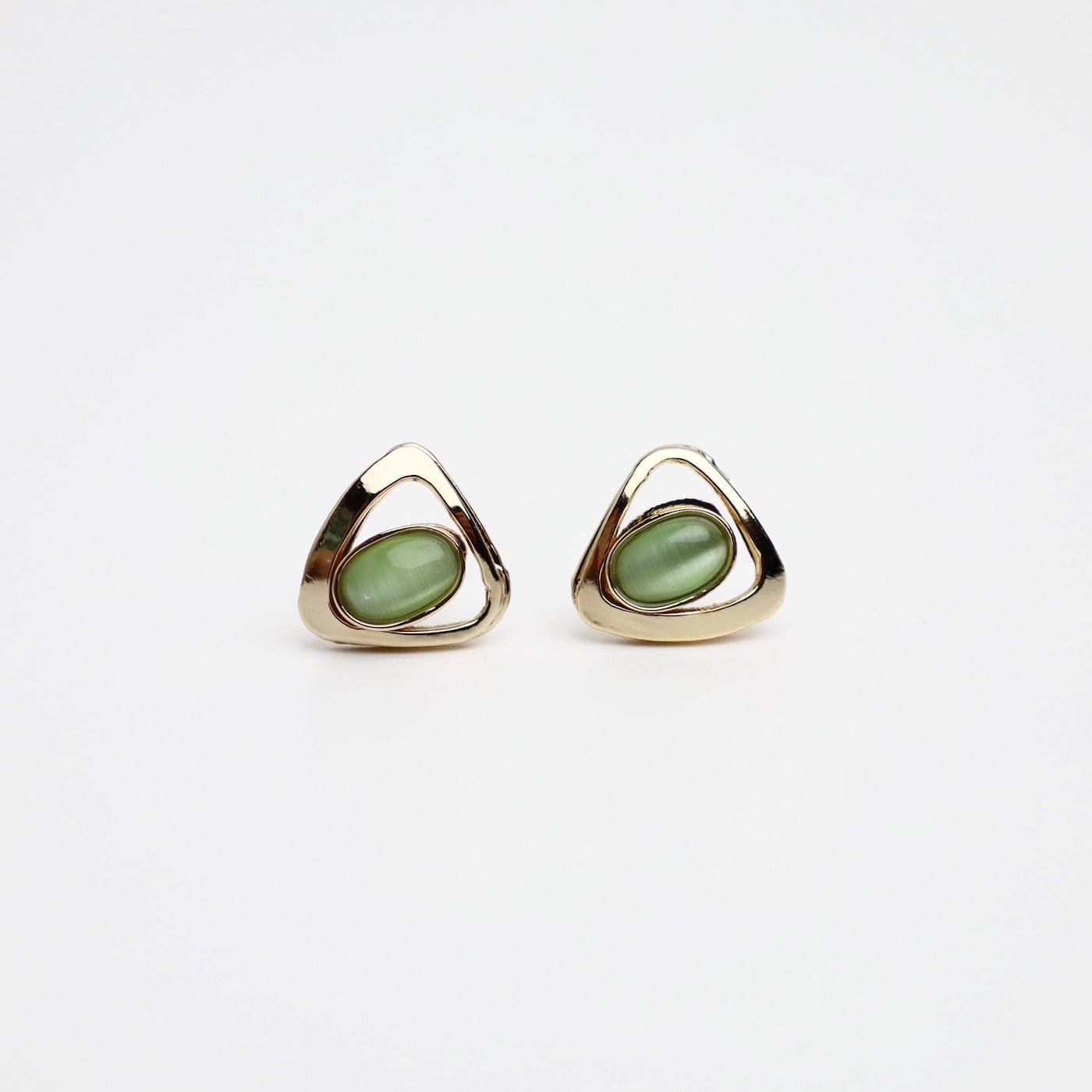 Load image into Gallery viewer, EAR-ALUM Brass Post Earring with Green Acrylic
