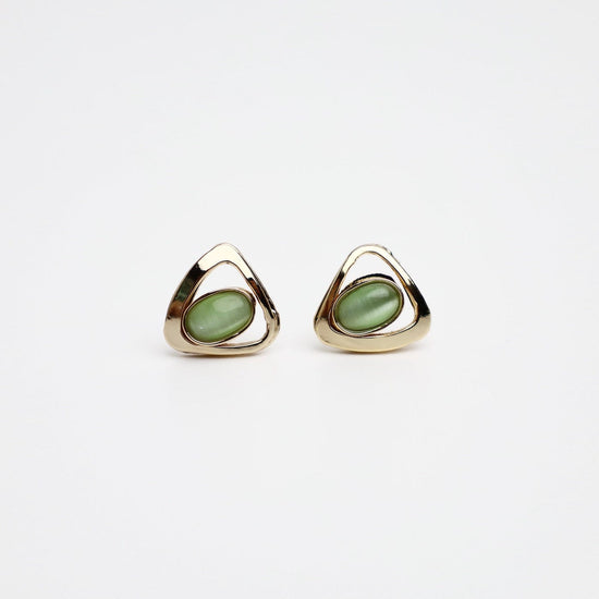 EAR-ALUM Brass Post Earring with Green Acrylic