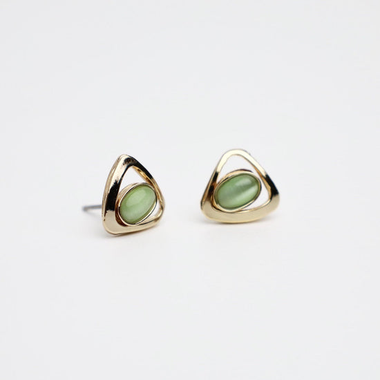 EAR-ALUM Brass Post Earring with Green Acrylic