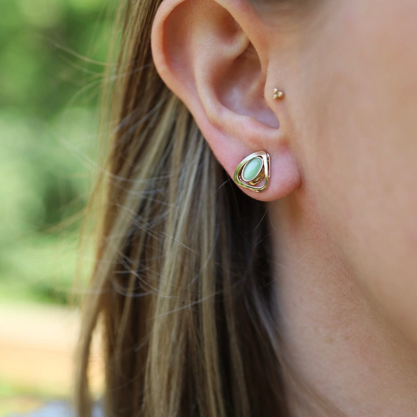 EAR-ALUM Brass Post Earring with Green Acrylic