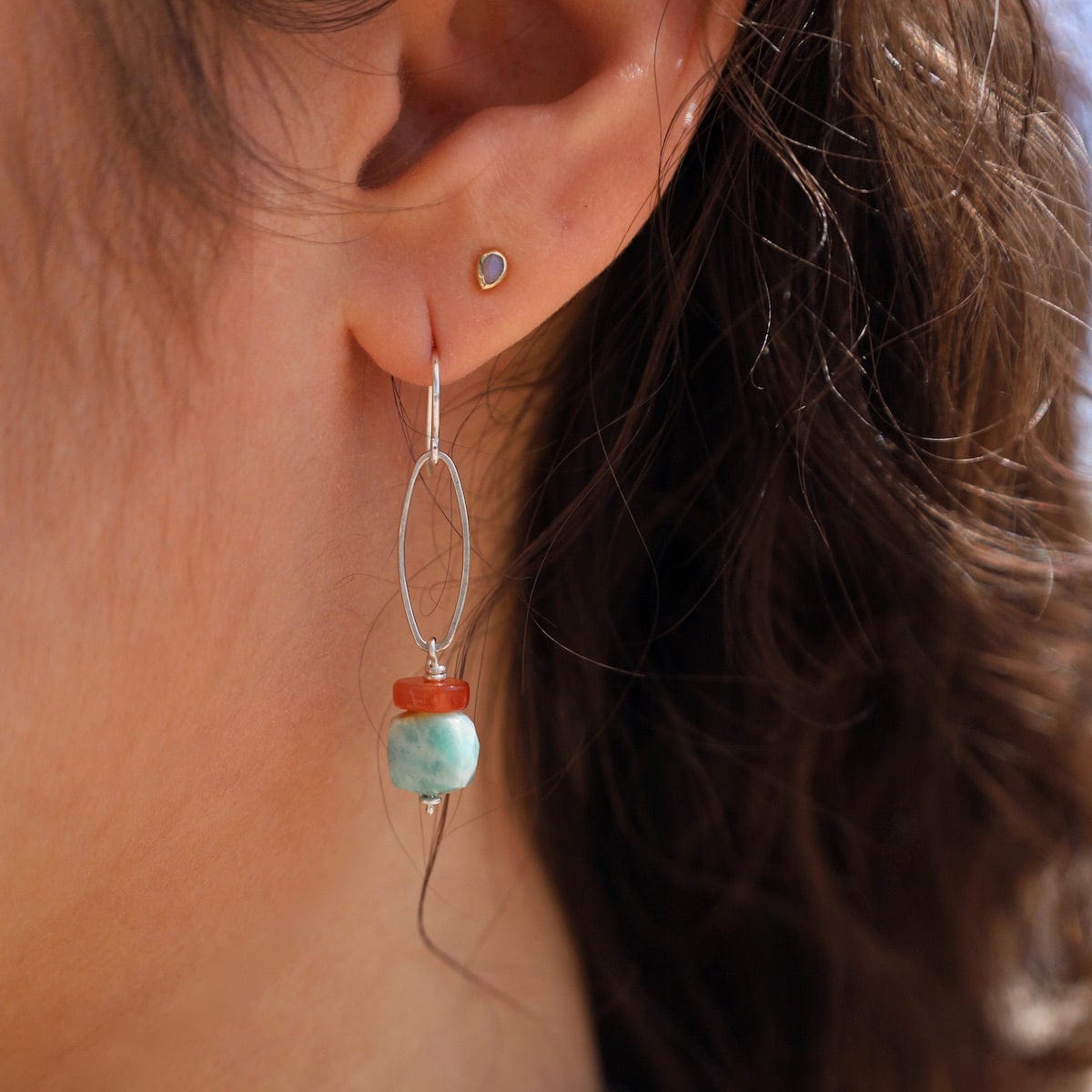 EAR Amazonite & Carnelian Earrings