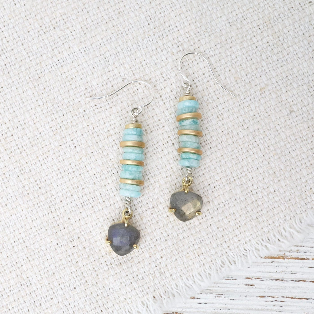 EAR Amazonite with Labradorite Drop Earrings